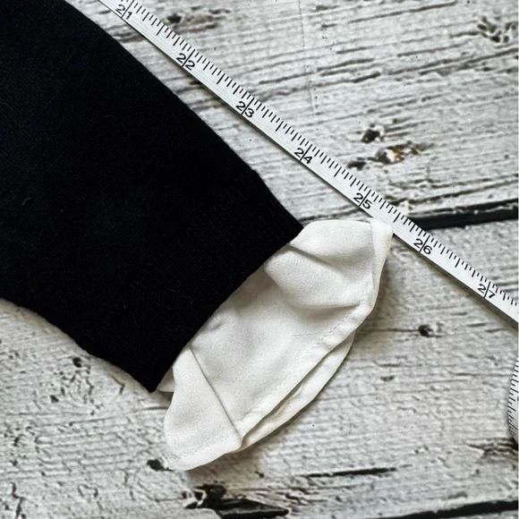 Adrianna Papell Women’s Ruffle Neck Twofer Sweater - Black & White, Size M - Picture 6 of 8